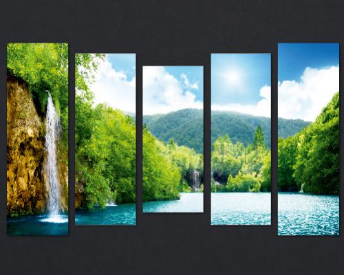 Декоративен  панел за стена Красив пейзаж с водопад - 03008